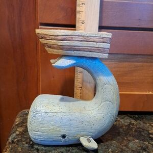 Rustic Blue Whale Candle Holder Resin Airplant Included